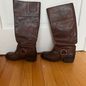 Brown leather boots